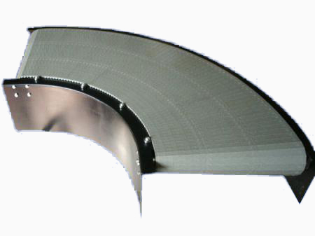 CURVED CONVEYOR WITH PLASTIC PANEL BELT 